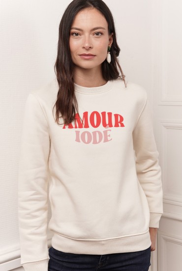 Sweat à capuche femme Amour iodé