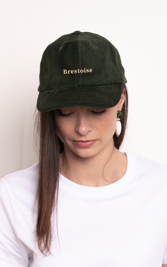 Casquette velours côtelé Vert bouteille - Personnalisable