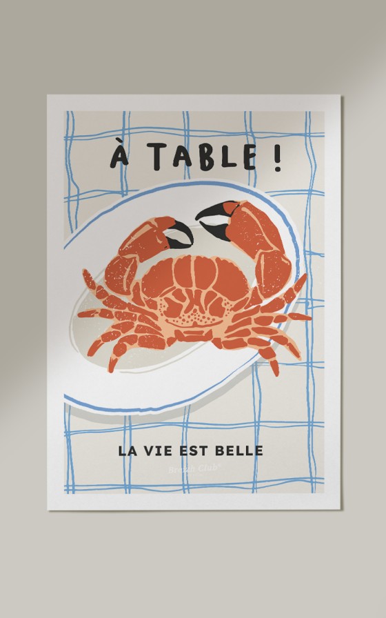 Affiche Crabe à table - Personnalisable