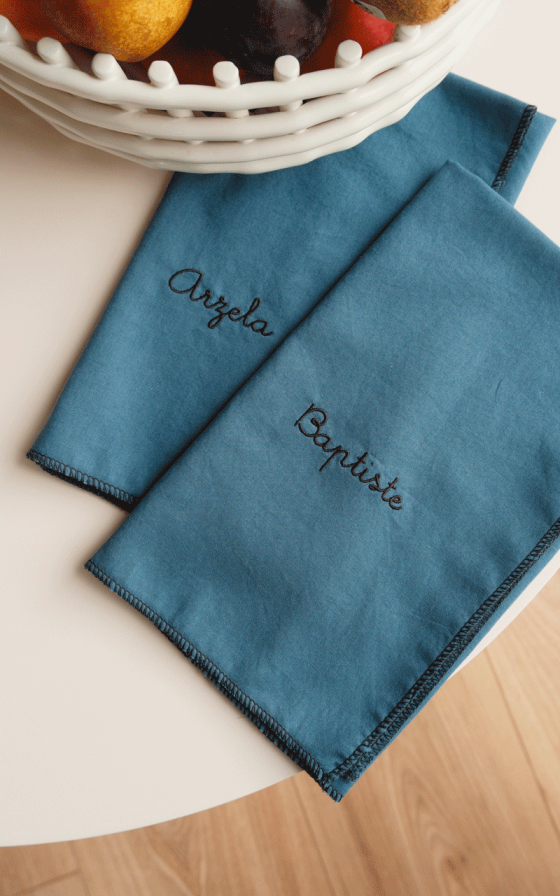 Serviette de table Bleue - Personnalisable